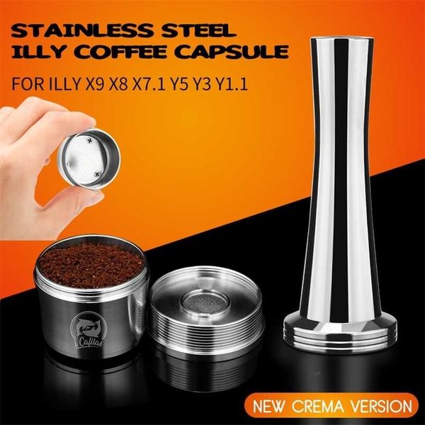 Stainless steel reusable coffee filter capsule compatible with Illy machines