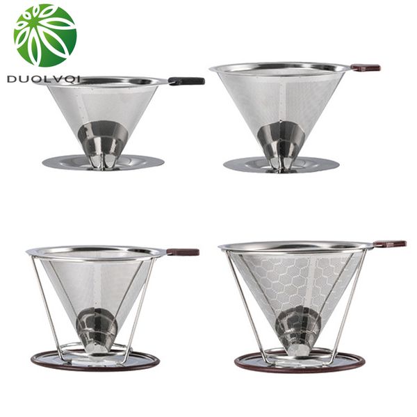 Stainless steel reusable coffee filter with double-layer design for durable brewing