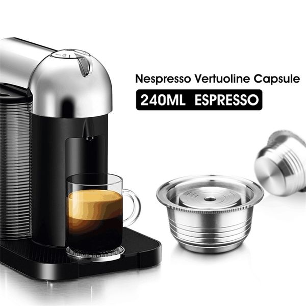 Stainless steel reusable large cup for Nespresso Vertuo G2 coffee capsules, compatible with GCA1 & 210712 models