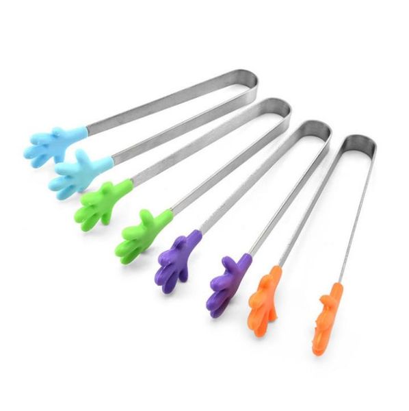 Stainless steel silicone ice tongs for creative coffee sugar cubes