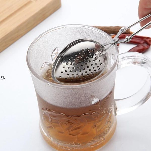 Stainless steel tea infuser with mesh sphere, line handle, and drip design for bulk tea or seasoning