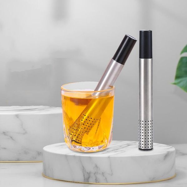 Stainless steel tea infuser with pipe design for portable loose leaf tea filtering