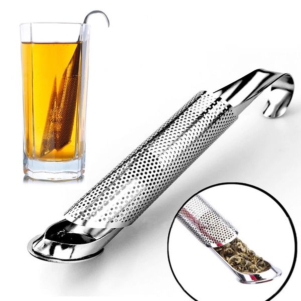 Stainless steel tea infuser with silicone handle for loose leaf brewing
