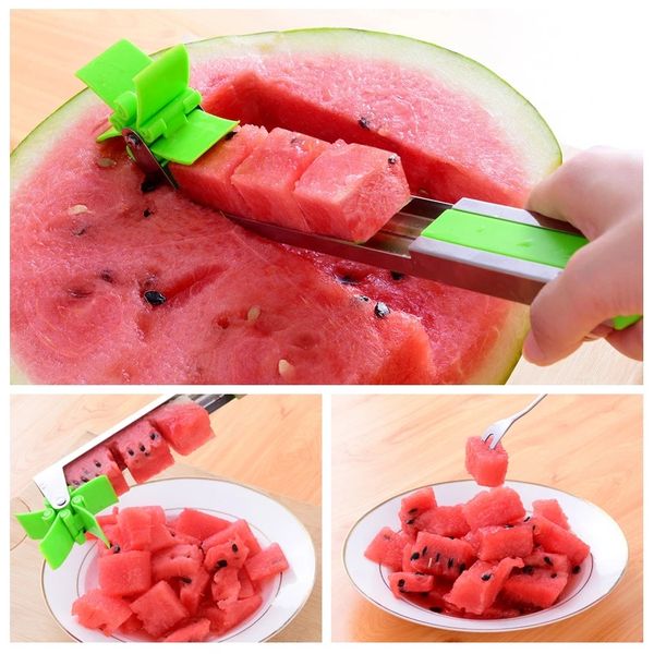 Stainless steel watermelon slicer with windmill design for effortless fruit cutting