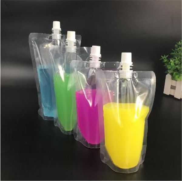 Stand-up spout pouch for beverages like juice, milk, and coffee, available in 100ml to 500ml sizes