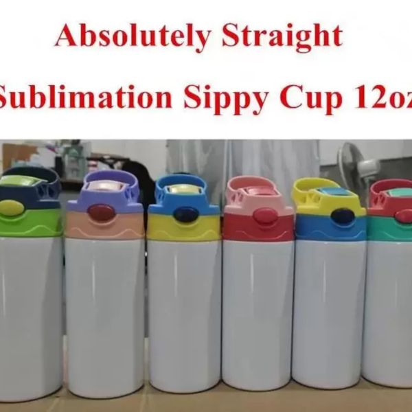 Stock 6 Color Sublimation Straight Cut Kids Water Bottle Portable Stainless Steel Vacuum Insulated Swiss Drinking Cup
