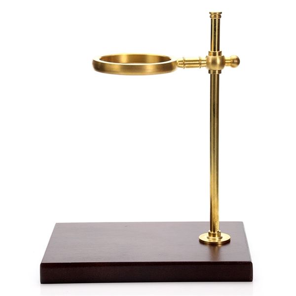 Sturdy pour-over coffee dripper featuring a wooden stand and adjustable height up to 210712