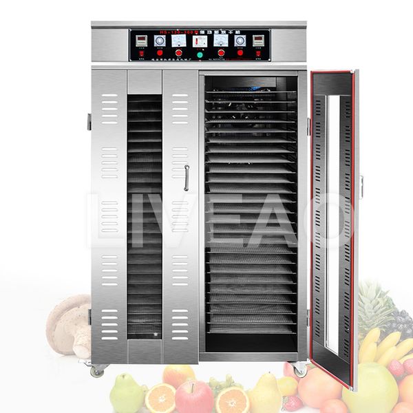 The commercial-grade 40/50-tray dehydrator efficiently dries various fruits and vegetables