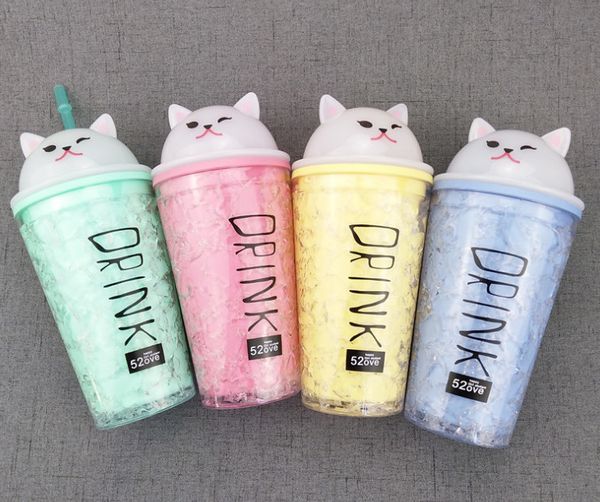 The newest 15.2OZ double-layer insulated plastic tumbler with quick-chill crushed ice feature, stylish cat ear lid, and customizable options