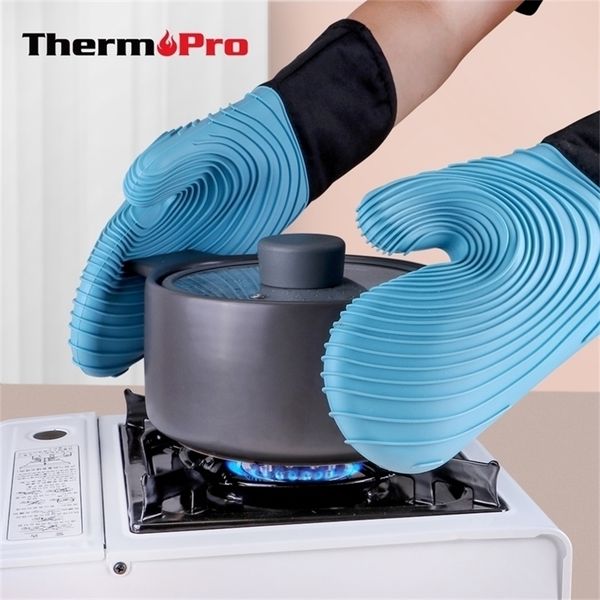 ThermoPro GL01 250 heatproof silicone oven mitts, waterproof for cooking, baking and BBQ use