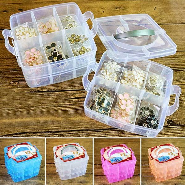 Three-tiered bead craft cosmetic organizer with detachable compartments for versatile desktop storage and portable jewelry arrangement