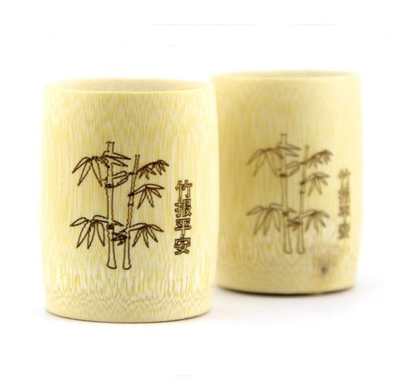 Traditional Chinese handmade bamboo cups for tea, water, beer, coffee, and juice