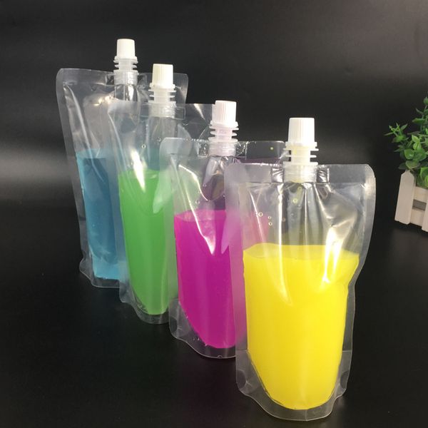 Transparent beverage pouch with resealable cap for milk, water, and juice packaging