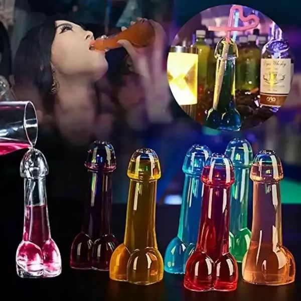 Transparent creative wine glass for beer or cocktails, featuring a unique penis design, ideal as a bar decoration or gift
