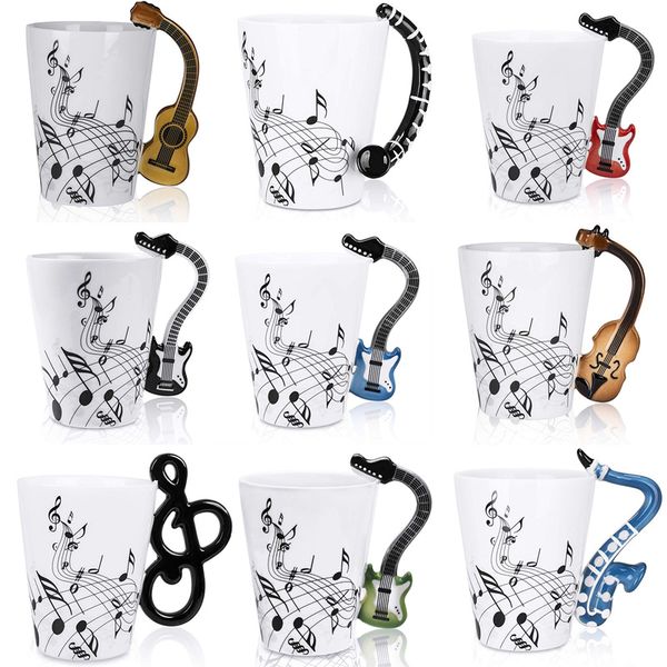 Unique ceramic cup with music notes, perfect for coffee or tea, a distinctive gift for home or cafe