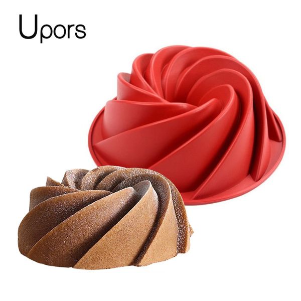 Upors Large Spiral Shape Food Grade Silicone Bundt Cake Mold Pan 3d Fluted Cake Mould Form Bread Bakery Baking Tools Bakeware T200703  

Food-grade silicone spiral bundt pan for baking 3D fluted cakes and breads