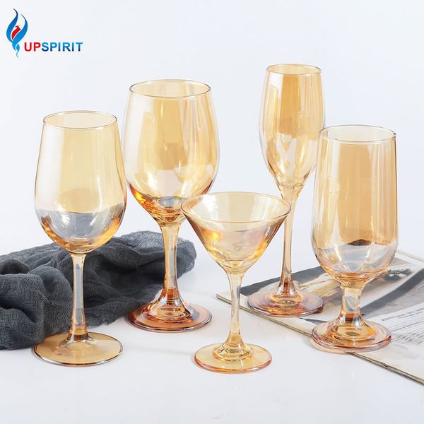 UPSPIRIT elegant gold-painted goblet glasses for champagne, cocktails, and juice, perfect for home parties and weddings