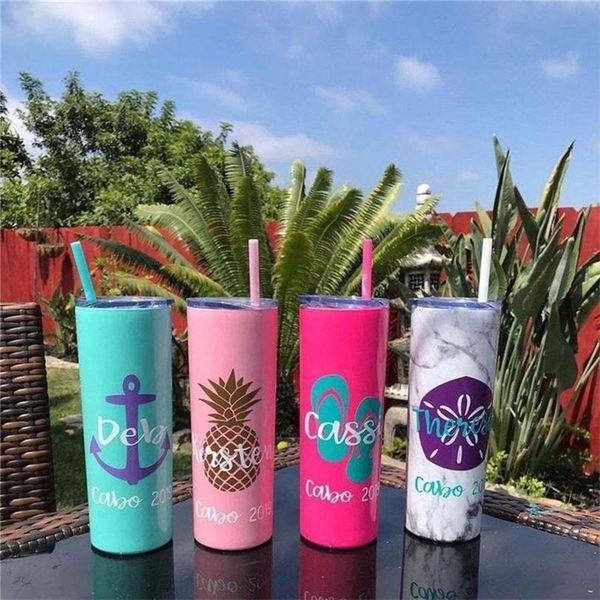 US STOCK 20oz Sublimation Skinny Tumbler - Stainless Steel DIY Straight Cup, Vacuum Insulated 600ml Travel Mug for Coffee