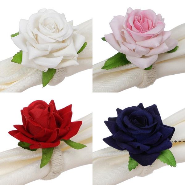 Valentine's Day rose-themed napkin ring with romantic champagne-inspired design, crafted from creative hemp rope braid for elegant table decor
