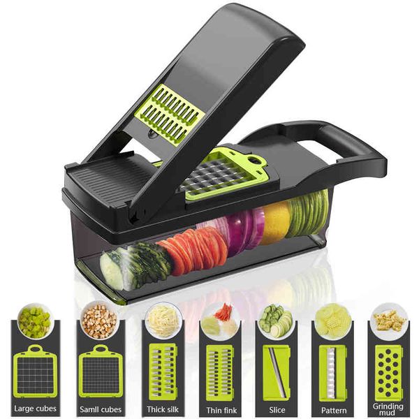 Versatile kitchen tool for mashing, slicing, peeling, and grating vegetables and fruits