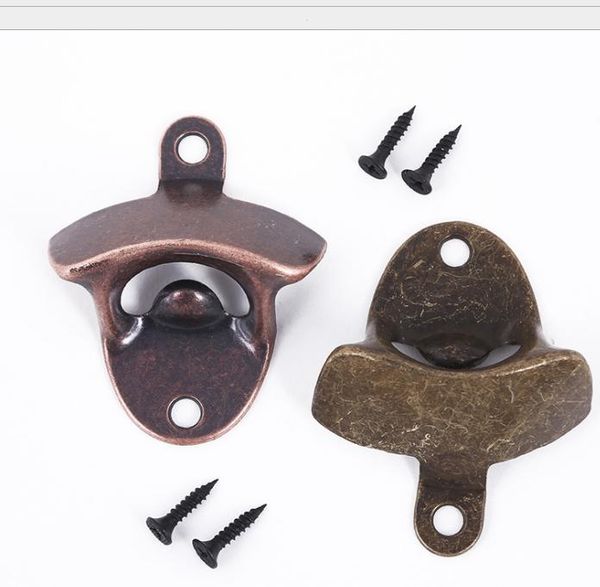 Vintage bronze wall-mounted opener for wine, beer, and soda caps