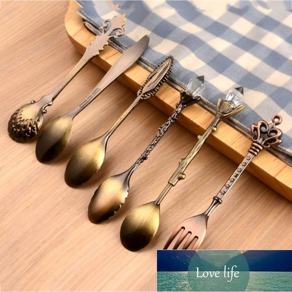 Vintage royal-style metal dessert spoons with carved fruit designs, set of 6 for kitchen, dining, and bar use