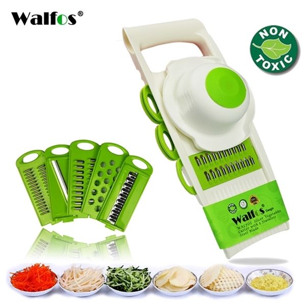 WALFOS Mandoline Peeler Grater with 5 Blades for Efficient Vegetable Slicing and Grating in the Kitchen