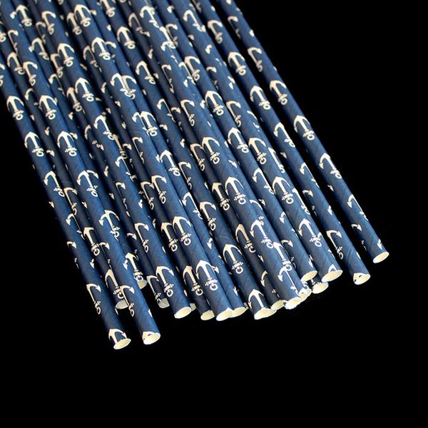 White marine-themed paper straws for weddings, kids' birthdays, and baby showers, with free shipping
