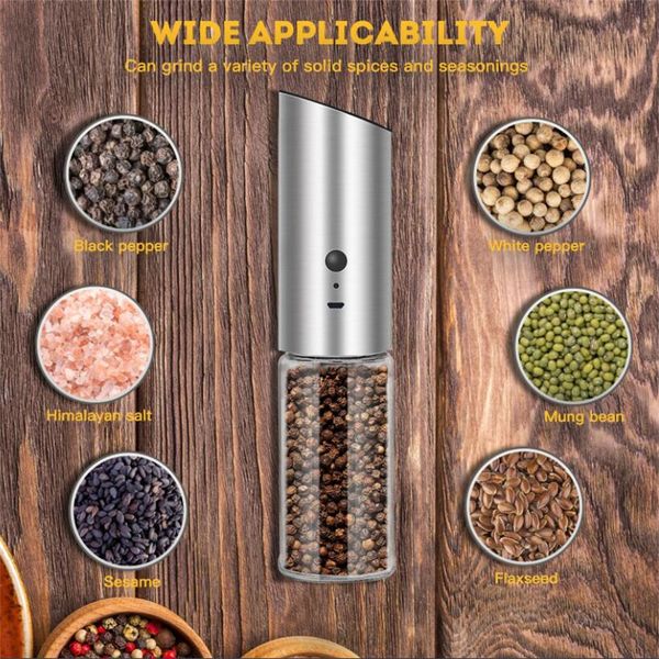 Wholesale rechargeable electric gravity salt and pepper mills with adjustable grind settings for kitchens
