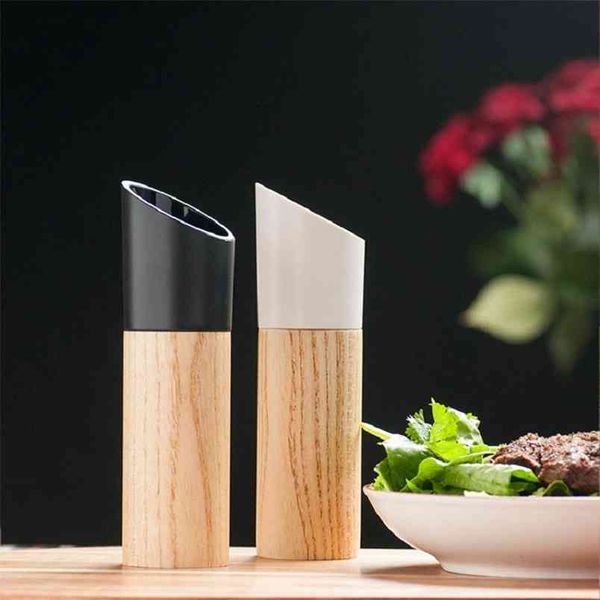 Wood Salt and Pepper Grinder Set with Adjustable Ceramic Grinding Mechanism - Ideal for Camping, Kitchen, and BBQ Use