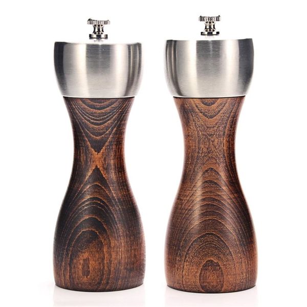 Wood Salt and Pepper Grinder - Wooden Mills with Gourmet Precision Mechanisms for Premium Sea Salt and Peppercorns