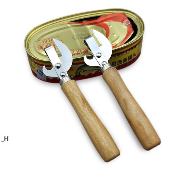 Wooden handle 2-in-1 metal can opener with beer corkscrew for wholesale ZL0969