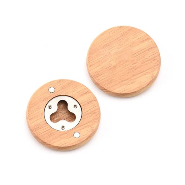 Wooden magnetic bottle opener coaster for fridge decoration, a great Father's Day beer accessory