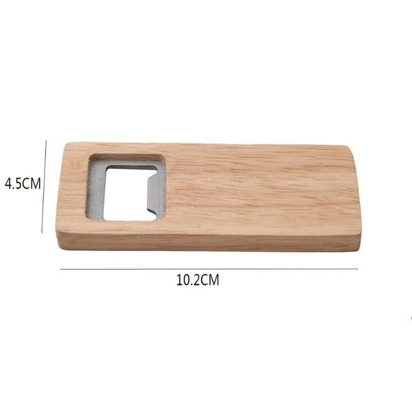 Wooden-handled stainless steel bottle opener for bar, kitchen, or party gifts